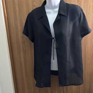 ❤️ Casual Corner Black Sheer Button Down Shirt